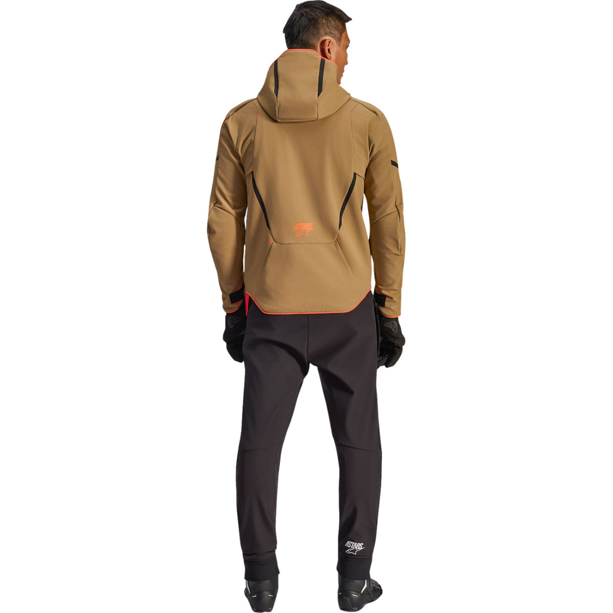 Alpinestars #3200226-8038-3X - Aeroshell Waterproof Jacket - Dark Khaki/Black/Orange Fluo - 3XL