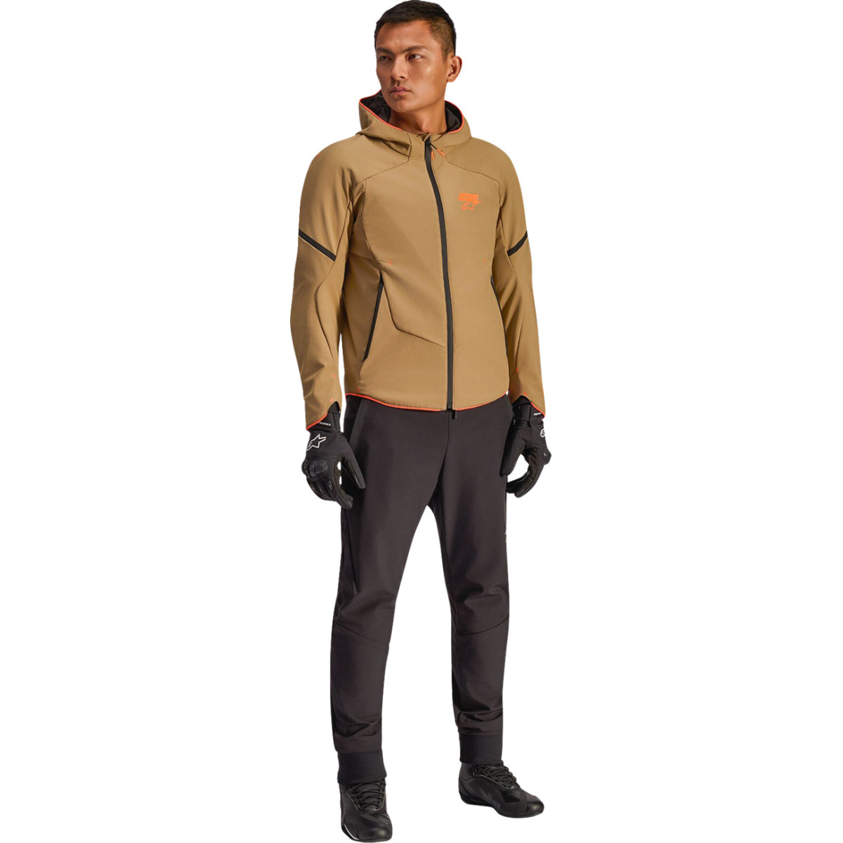 Alpinestars #3200226-8038-3X - Aeroshell Waterproof Jacket - Dark Khaki/Black/Orange Fluo - 3XL