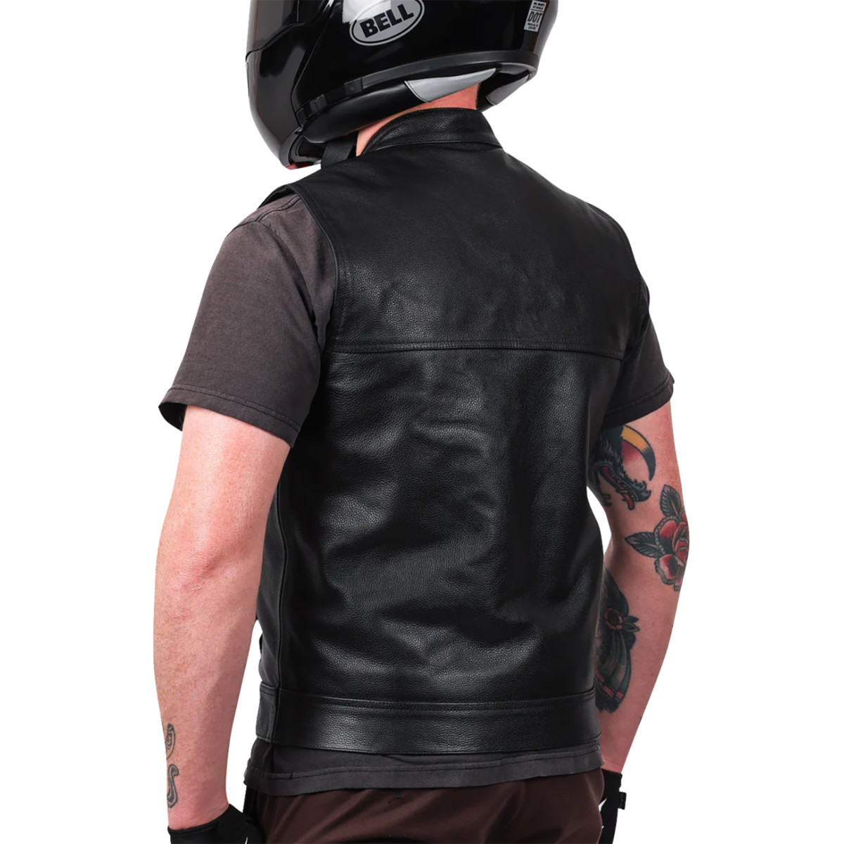 Thrashin Supply CO. #TMJ-14-10 - Mulholland Leather Riding Vest - Black - Large