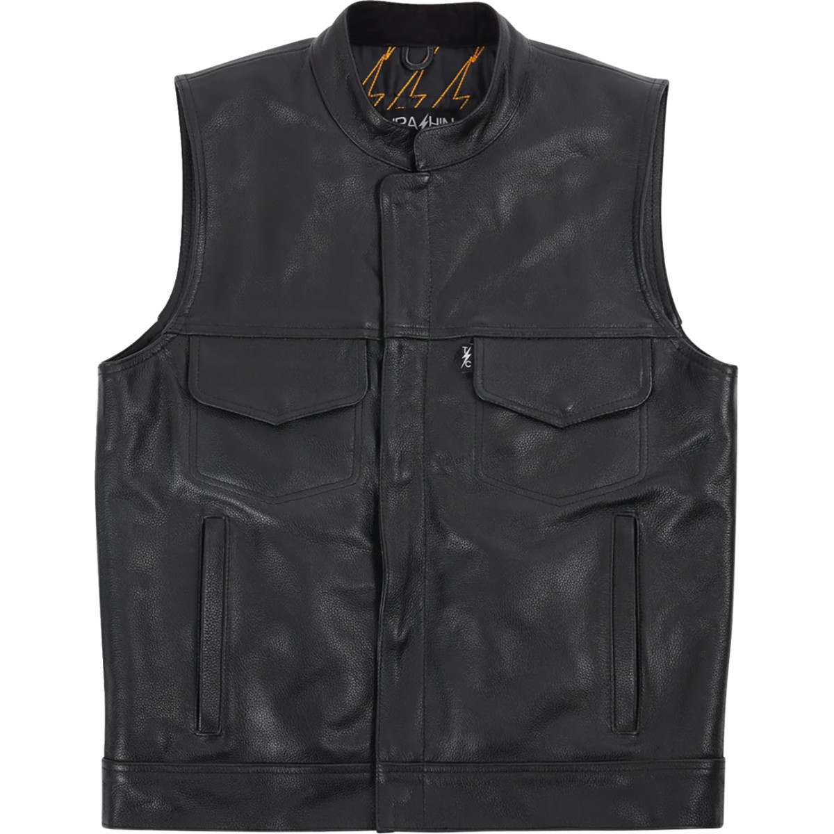 Thrashin Supply CO. #TMJ-14-12 - Mulholland Leather Riding Vest - Black - 2XL