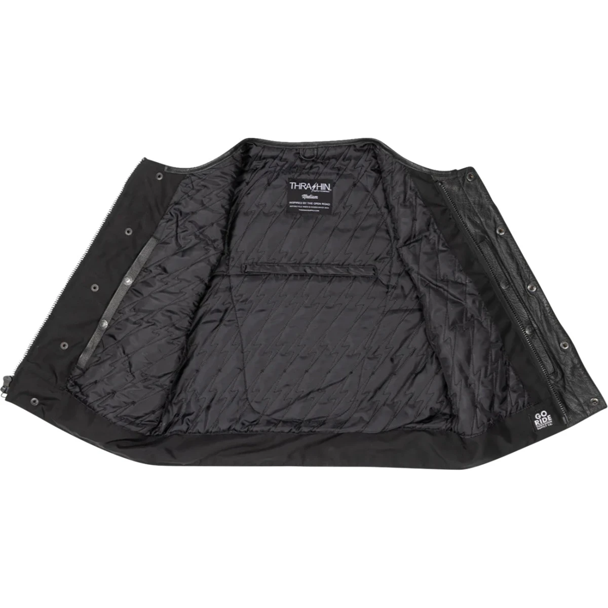 Thrashin Supply CO. #TMJ-17-08 - Encinal Leather Shorty Riding Vest - Black - Small