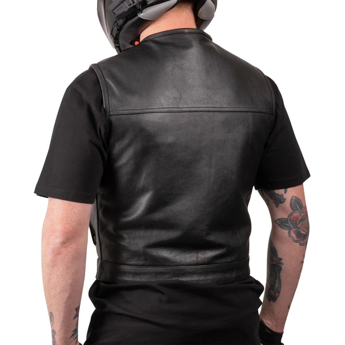 Thrashin Supply CO. #TMJ-17-08 - Encinal Leather Shorty Riding Vest - Black - Small
