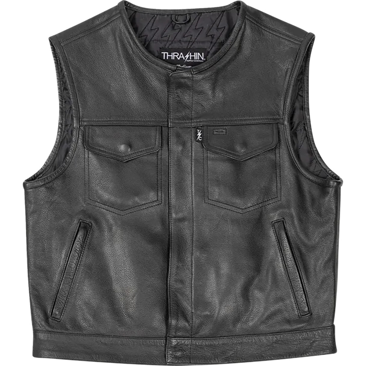 Thrashin Supply CO. #TMJ-17-10 - Encinal Leather Shorty Riding Vest - Black - Large