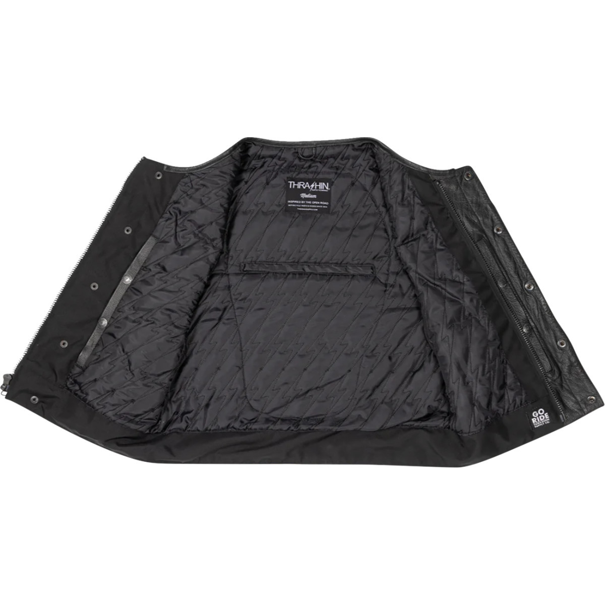 Thrashin Supply CO. #TMJ-17-12 - Encinal Leather Shorty Riding Vest - Black - 2XL