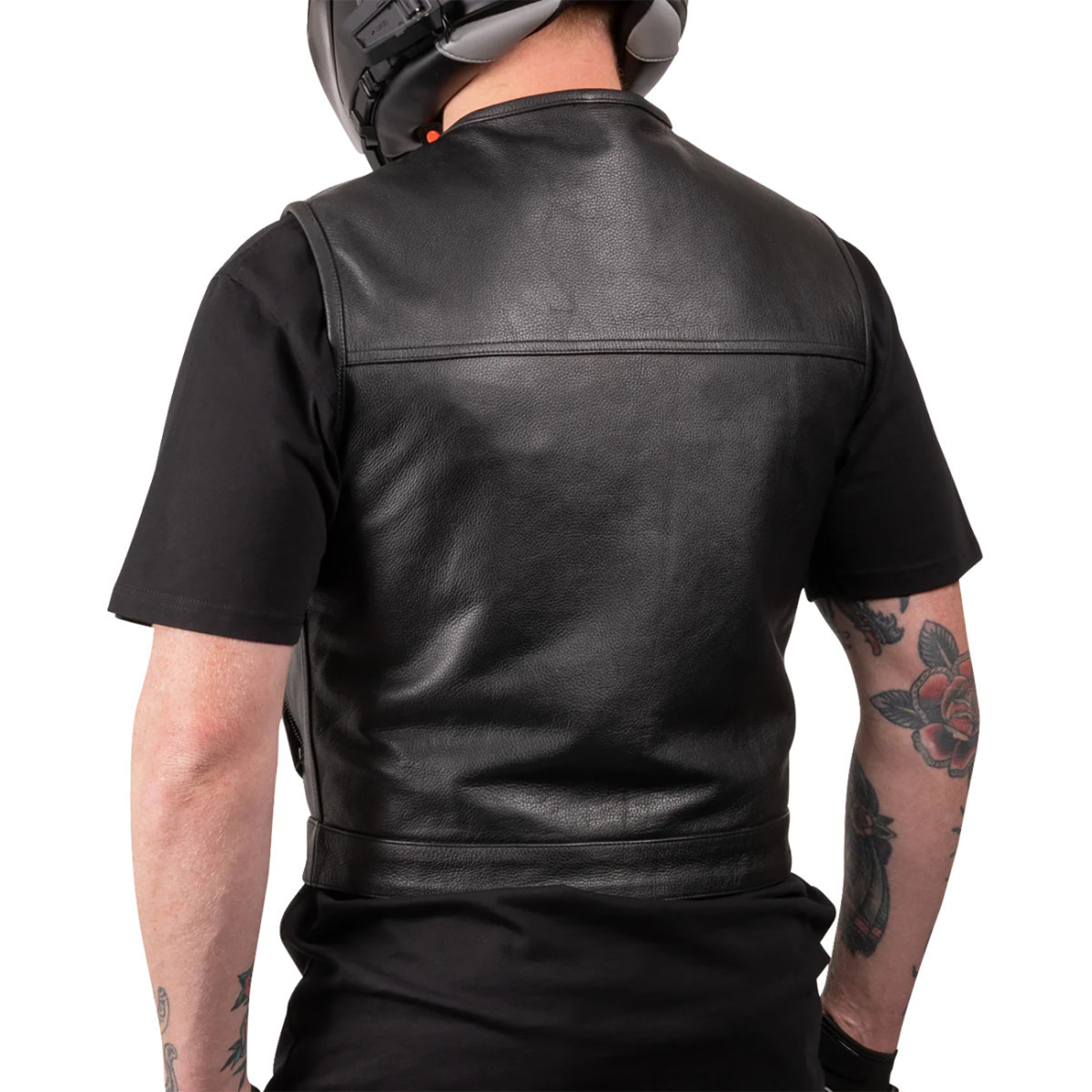 Thrashin Supply CO. #TMJ-17-12 - Encinal Leather Shorty Riding Vest - Black - 2XL