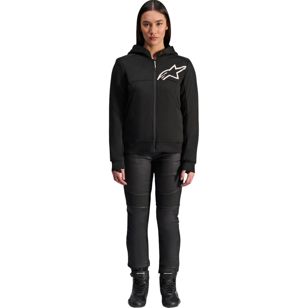 Alpinestars #4210225-12-S - Stella Chrome v2 Sport Hoodie - Black/White - Small