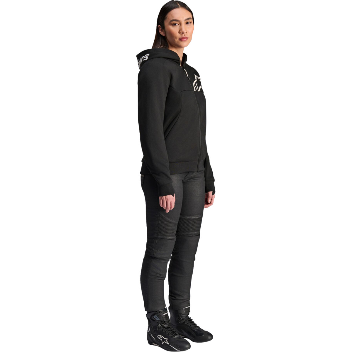 Alpinestars #4210225-12-L - Stella Chrome v2 Sport Hoodie - Black/White - Large