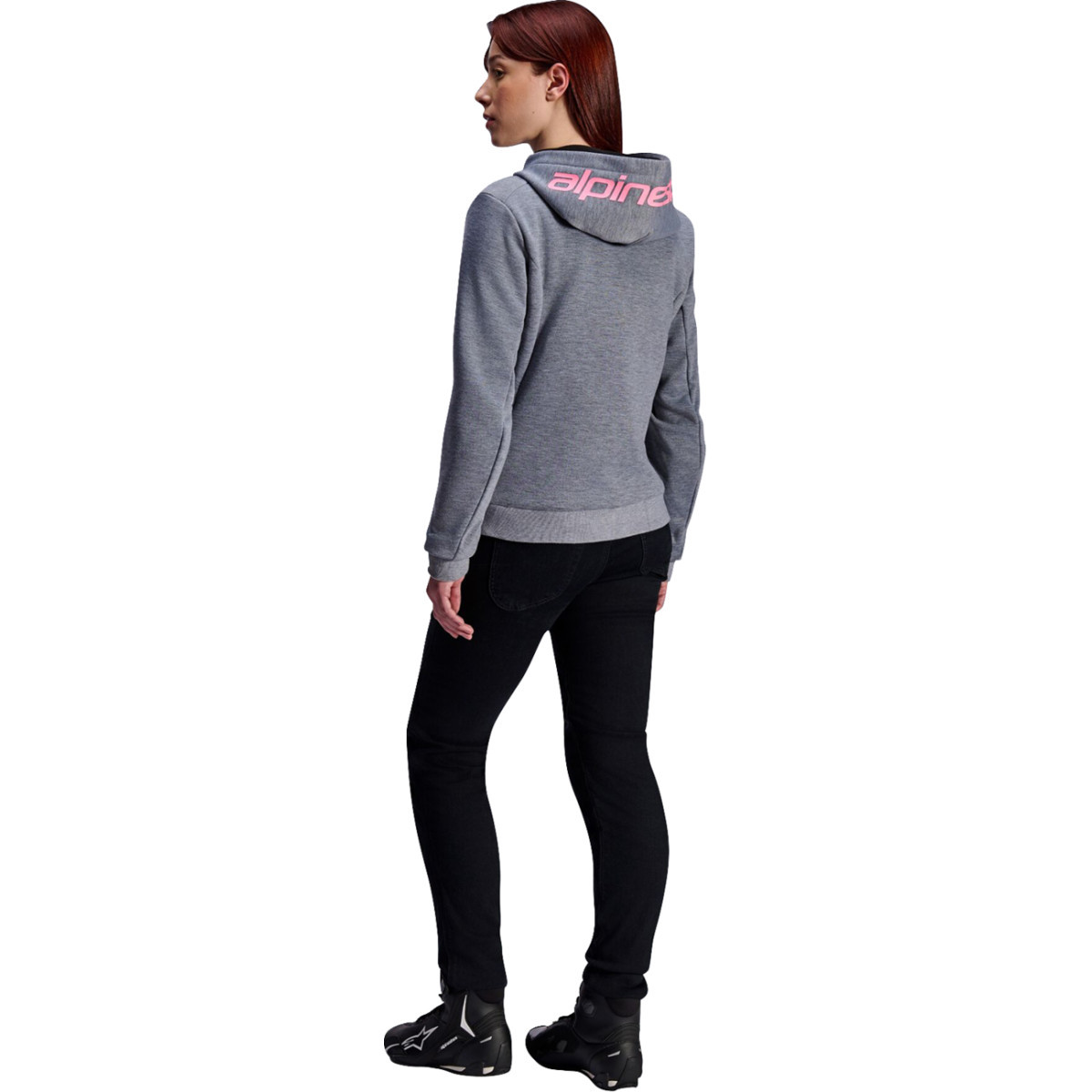 Alpinestars #4210225-9197-L - Stella Chrome v2 Sport Hoodie - Heather Gray/Fluo Pink - Large