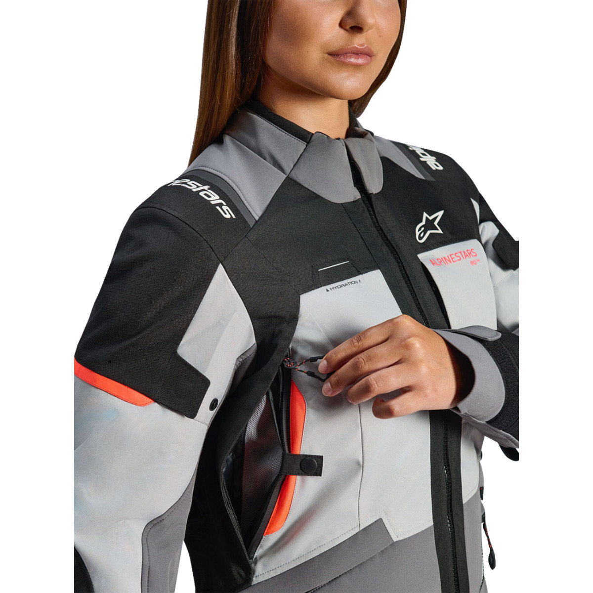 Alpinestars #3210126-9276-M - Stella Andes v4 Drystar® Jacket - Dark Gray/Ice Gray/Black/Coral - Medium