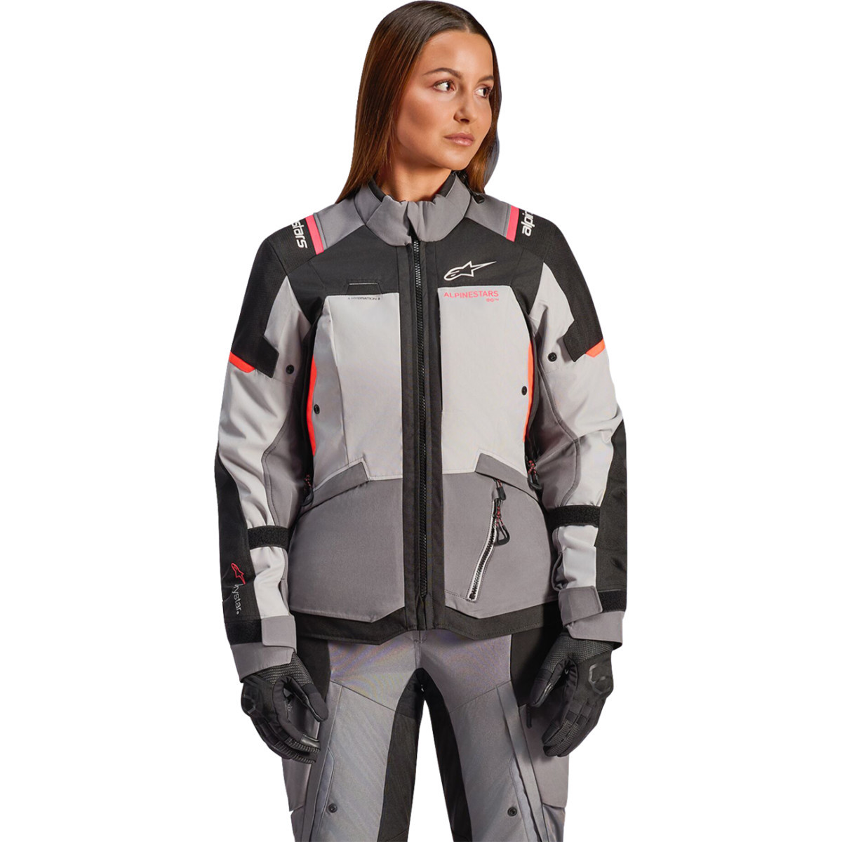 Alpinestars #3210126-9276-L - Stella Andes v4 Drystar® Jacket - Dark Gray/Ice Gray/Black/Coral - Large