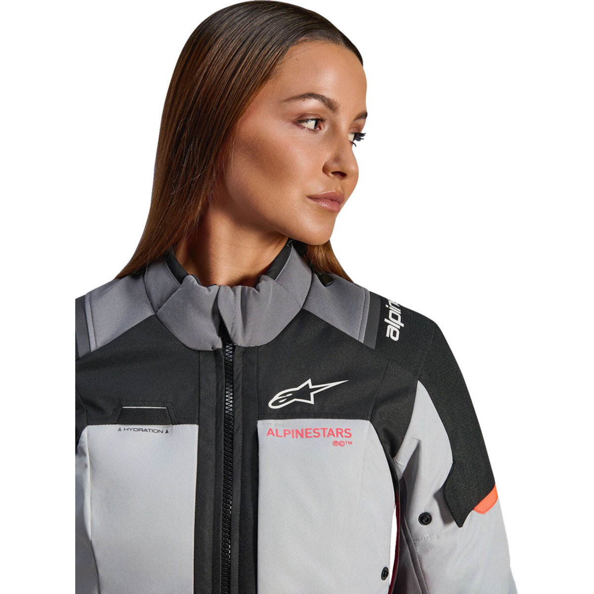 Alpinestars #3210126-9276-L - Stella Andes v4 Drystar® Jacket - Dark Gray/Ice Gray/Black/Coral - Large