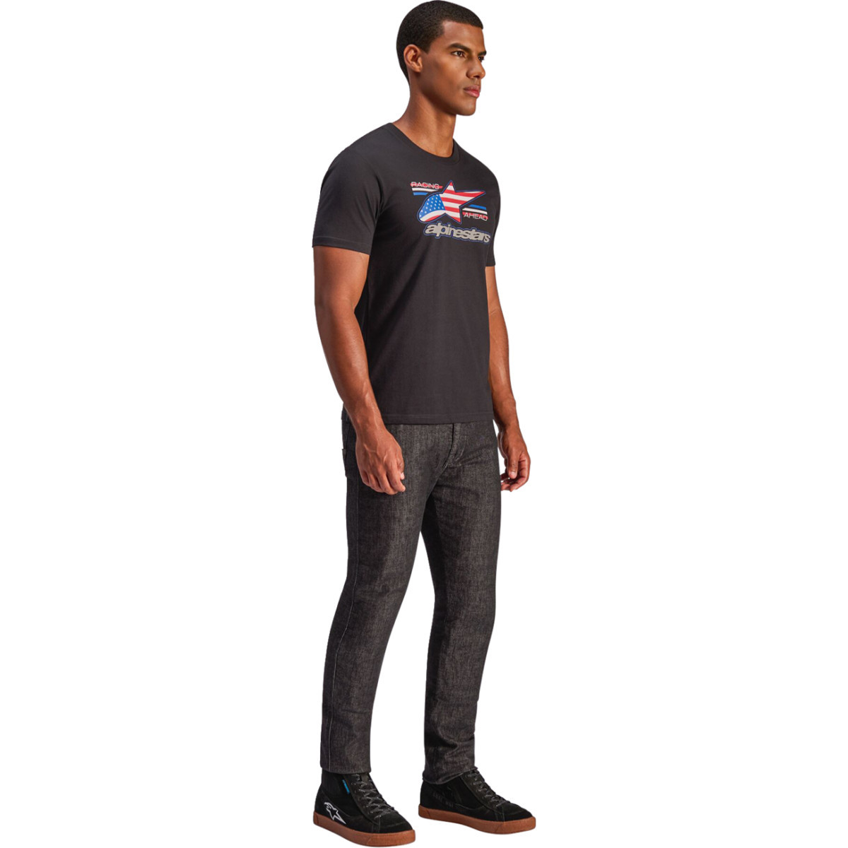 Alpinestars #1235-72365-1017-M - National CSF T-Shirt - Black/USA - Medium