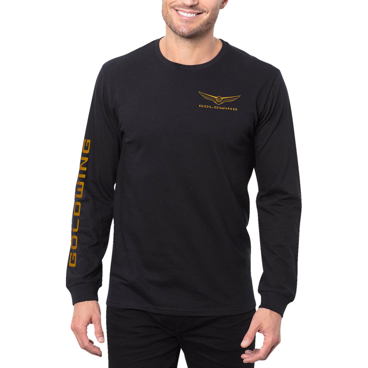 Honda Apparel #LEM25S-M52-3X - Goldwing Long-Sleeve T-Shirt - Black/Gold - 3XL