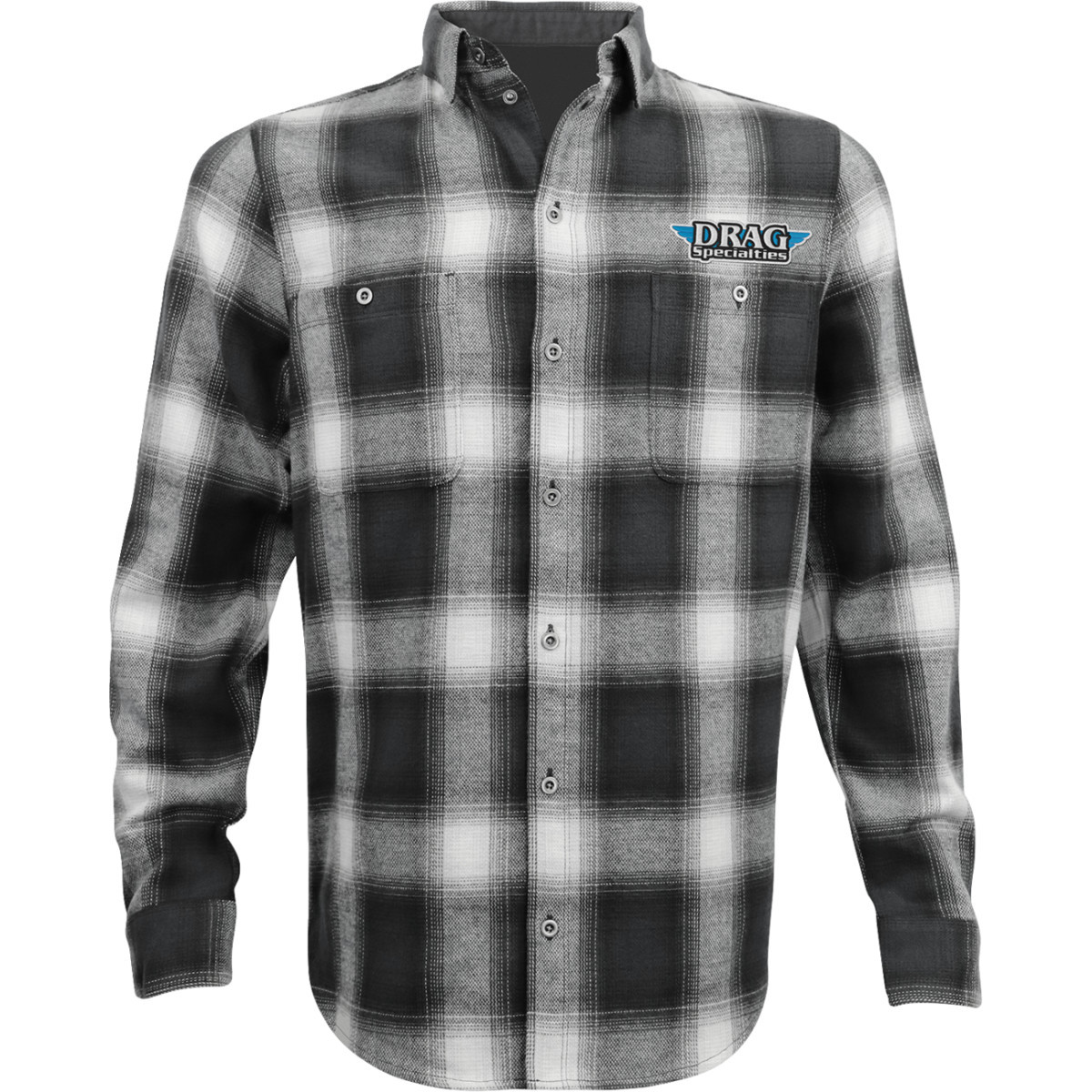 Throttle Threads #DRG33ST61GY4R - Drag Specialties Flannel 25 Shirt - Black/Gray - 4XL
