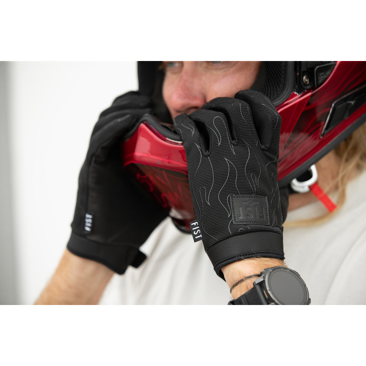 Fist Handwear #F-GMH-01323-L - Moto Hybrid Flame Gloves - Black - Large
