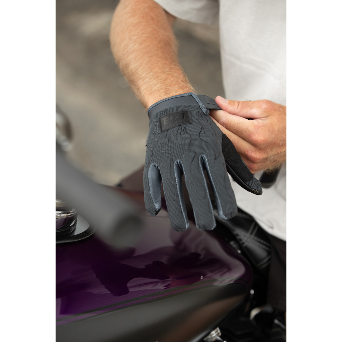 Fist Handwear #F-GMH-01530-XS - Moto Hybrid Phantom Flame Gloves - XS