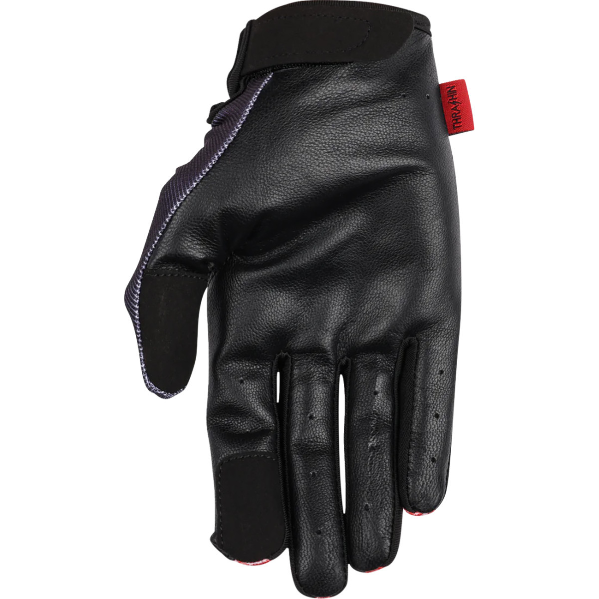 Thrashin Supply CO. #SV1-21-10 - Stealth Leather Palm Flame Gloves - Red - Large