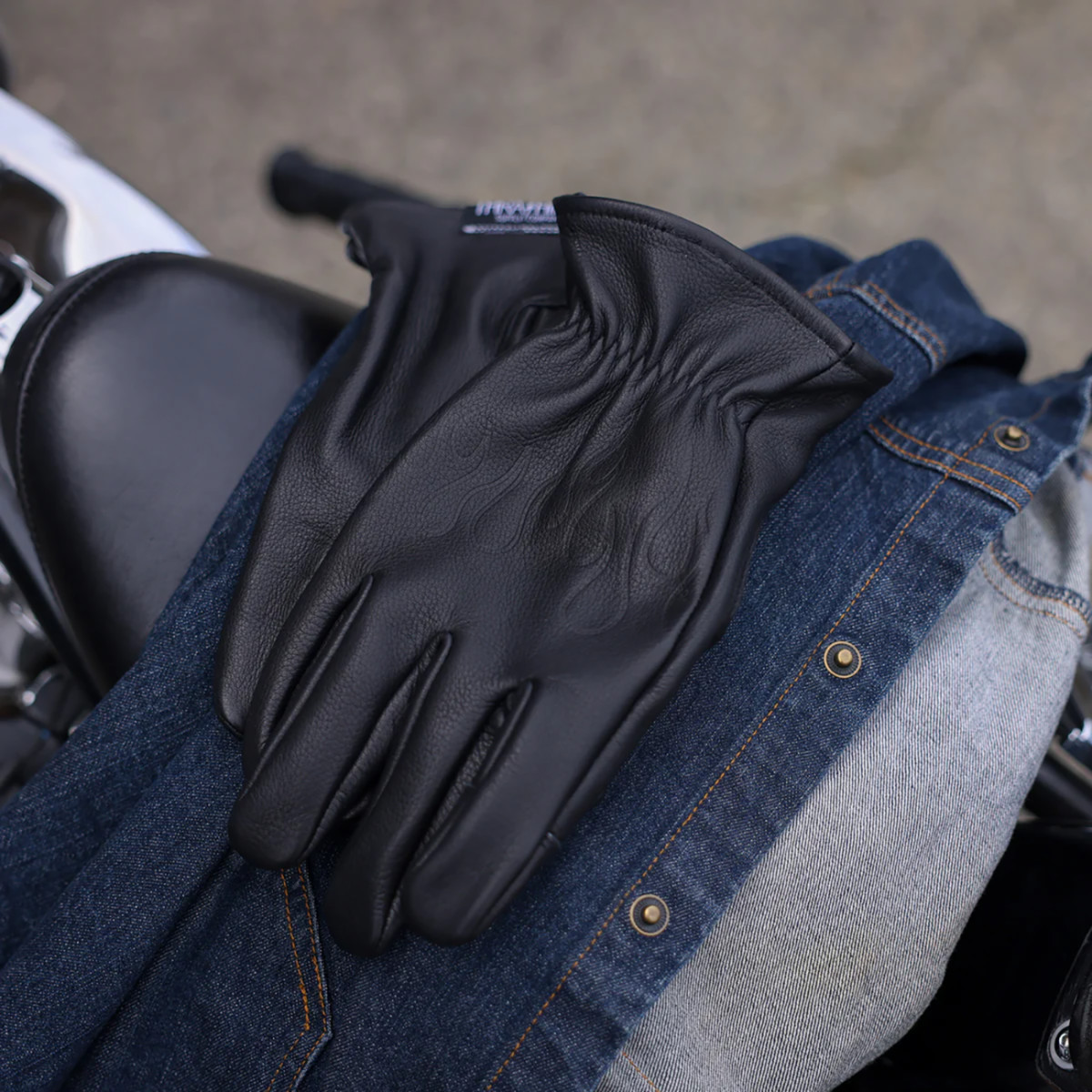 Thrashin Supply CO. #TRG-01-11 - Roper Leather Gloves - Black - XL