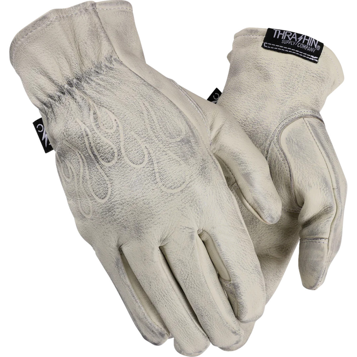 Thrashin Supply CO. #TRG-00-09 - Roper Leather Gloves - Bone White - Medium
