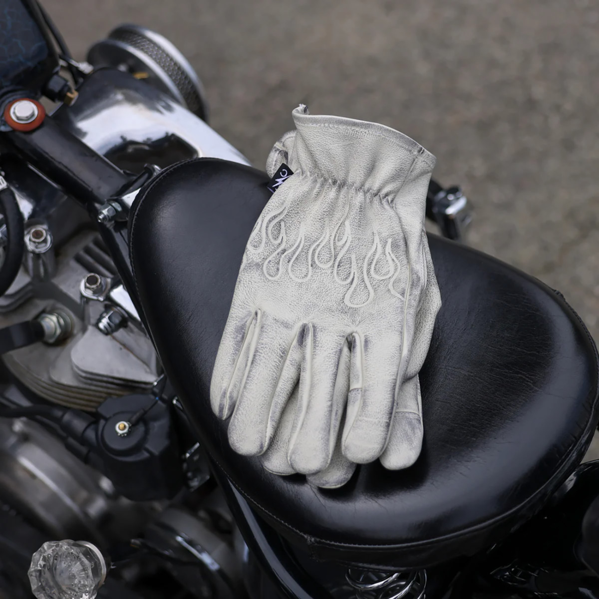Thrashin Supply CO. #TRG-00-12 - Roper Leather Gloves - Bone White - 2XL