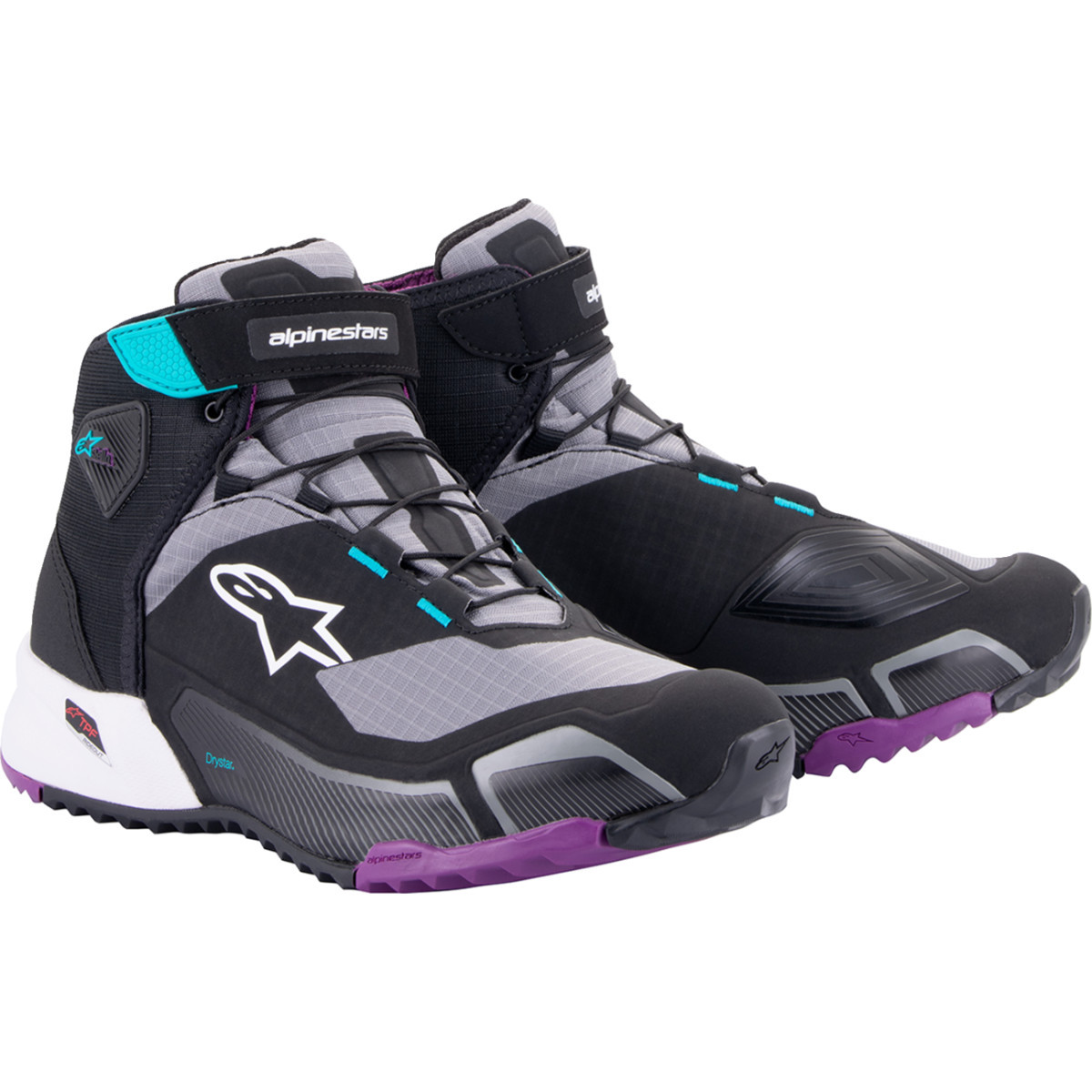Alpinestars #2611523137065 - Stella CR-X Drystar® Shoes - Black/Gray/Teal/Purple - US 6.5