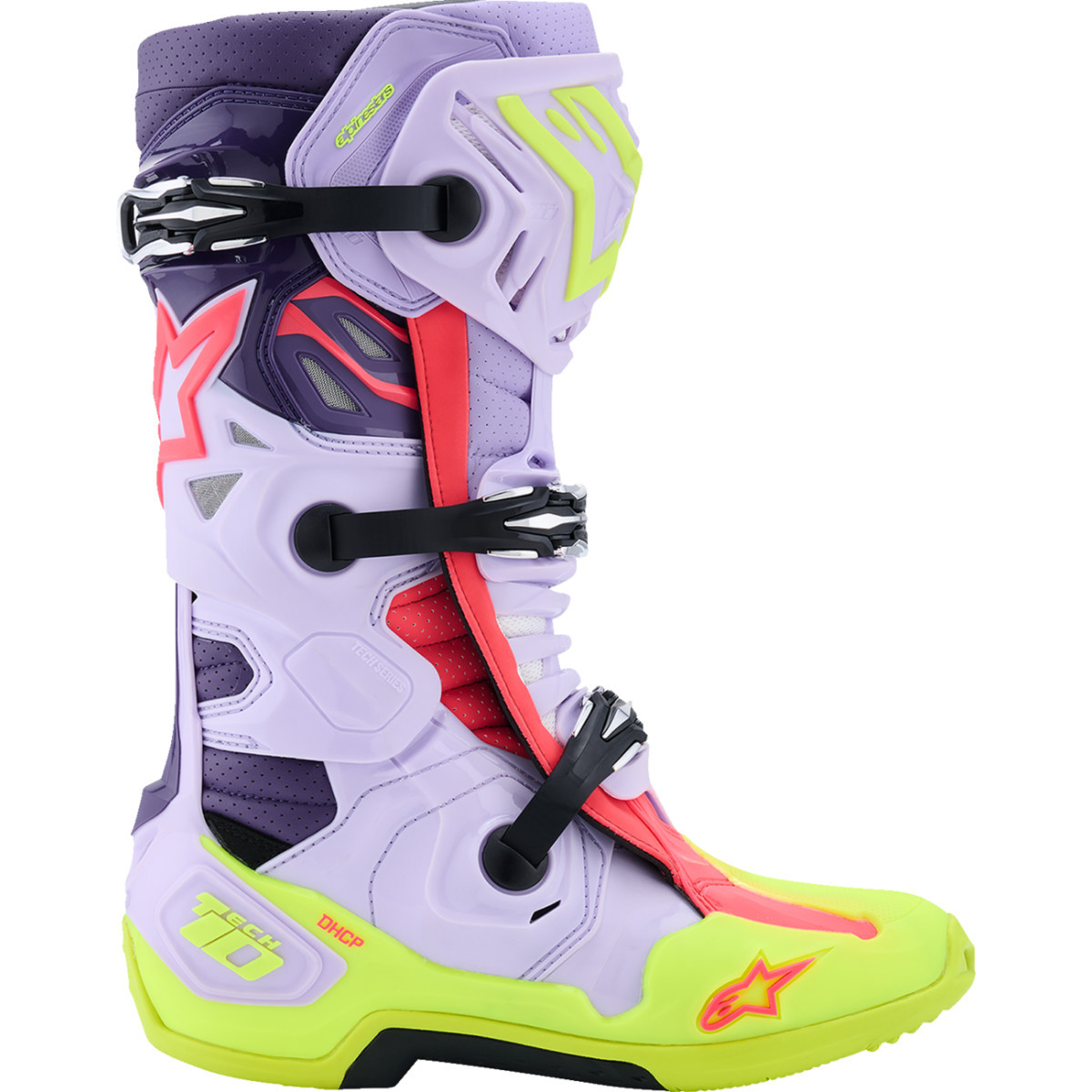 Alpinestars #2010520-3150-11 - Tech 10 Supervented Boots - Purple/Fluorescent Yellow/Diva Pink - US 11 / EU 45.5