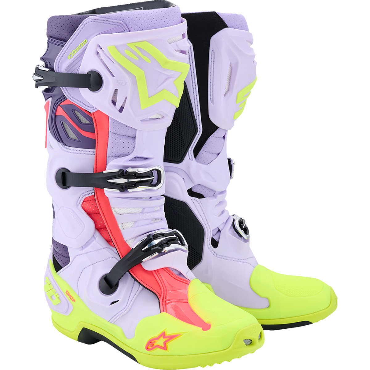 Alpinestars #2010520-3150-12 - Tech 10 Supervented Boots - Purple/Fluorescent Yellow/Diva Pink - US 12 / EU 47