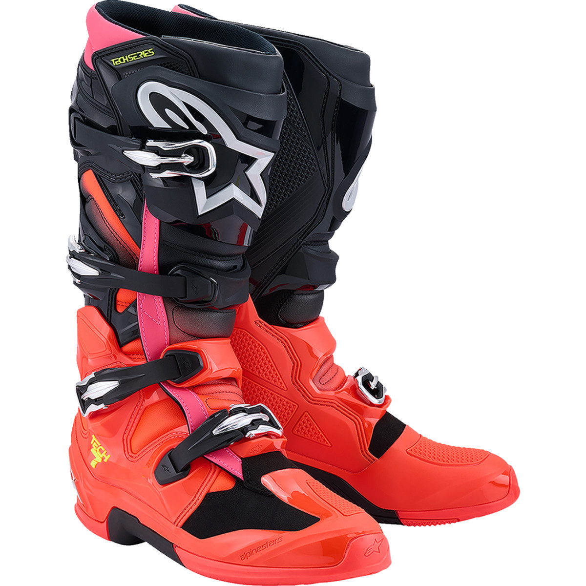 Alpinestars #2012025-1576-7 - Tech 7 Boots - Black/Fluorescent Red/Fluorescent Pink - US 7 / EU 40.5