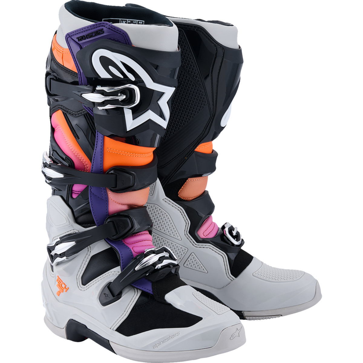 Alpinestars #2012025-1594-12 - Tech 7 Boots - Black/Light Gray/Fluorescent Orange/Magenta - US 12 / EU 47
