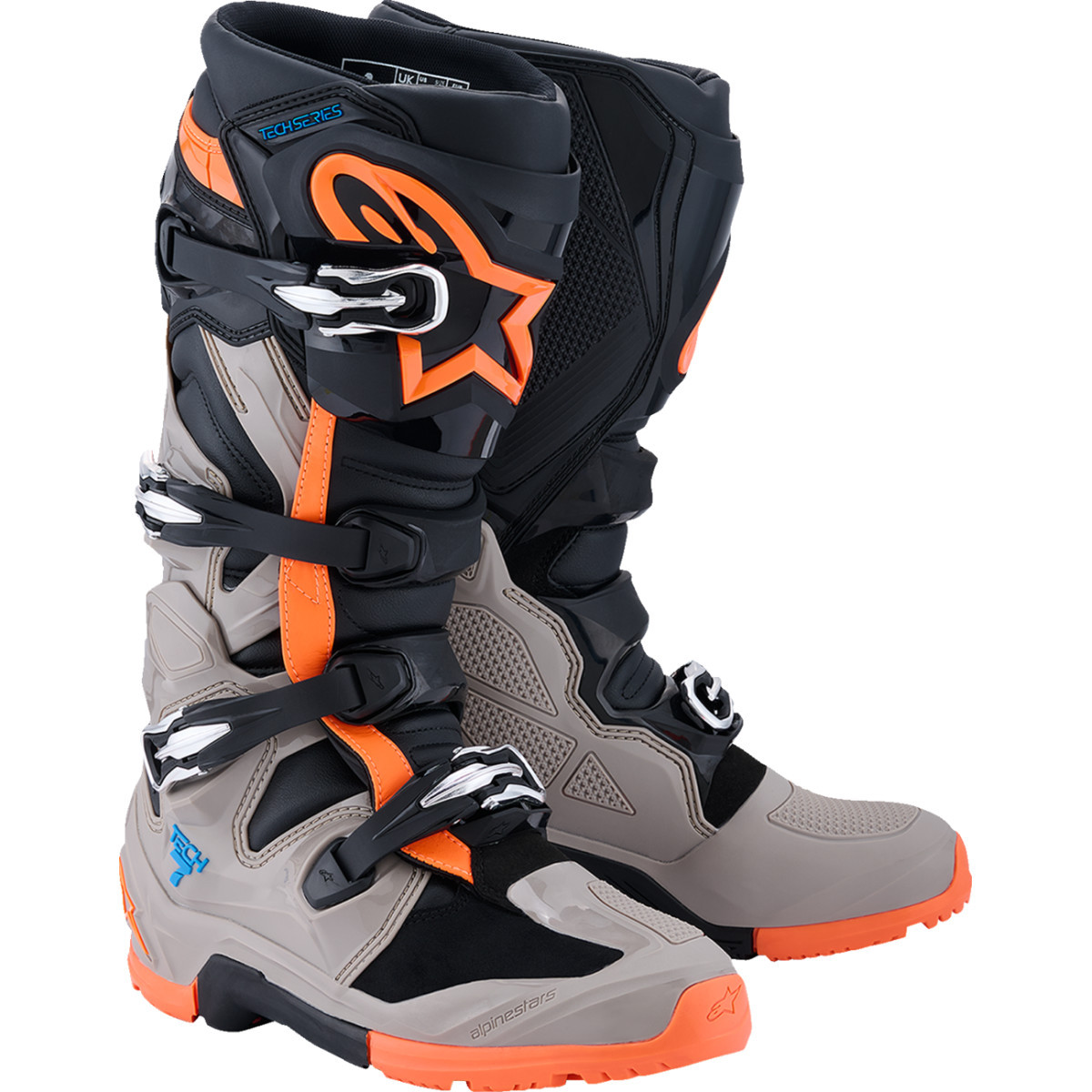 Alpinestars #2010426-1562-9 - Tech 7 Enduro Boots - Black/Warm Gray/Fluorescent Orange - US 9