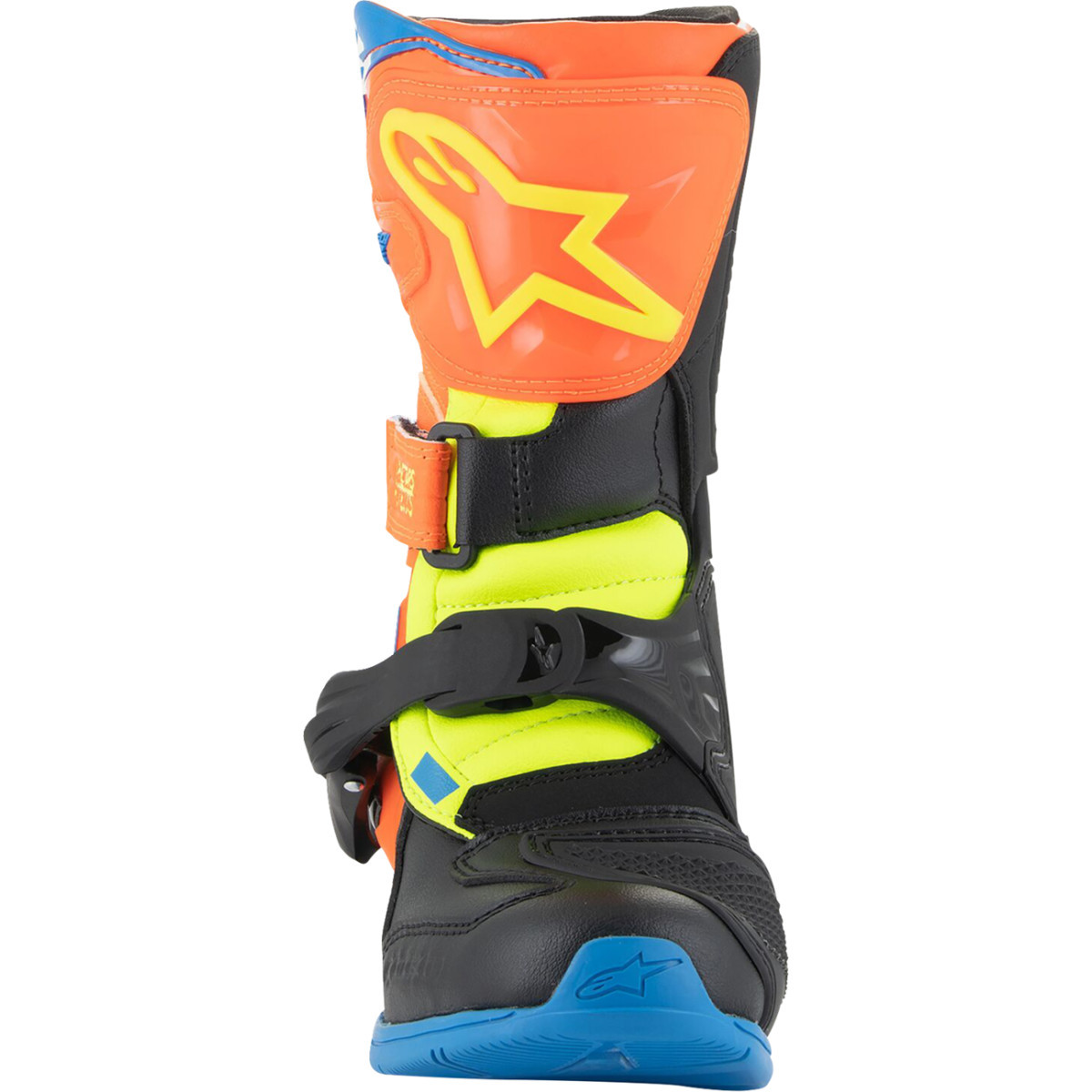 Alpinestars #2014524-4755-10 - Kids Tech 3S Boots - Fluorescent Orange/Fluorescent Yellow/Blue - US 10 / EU 28