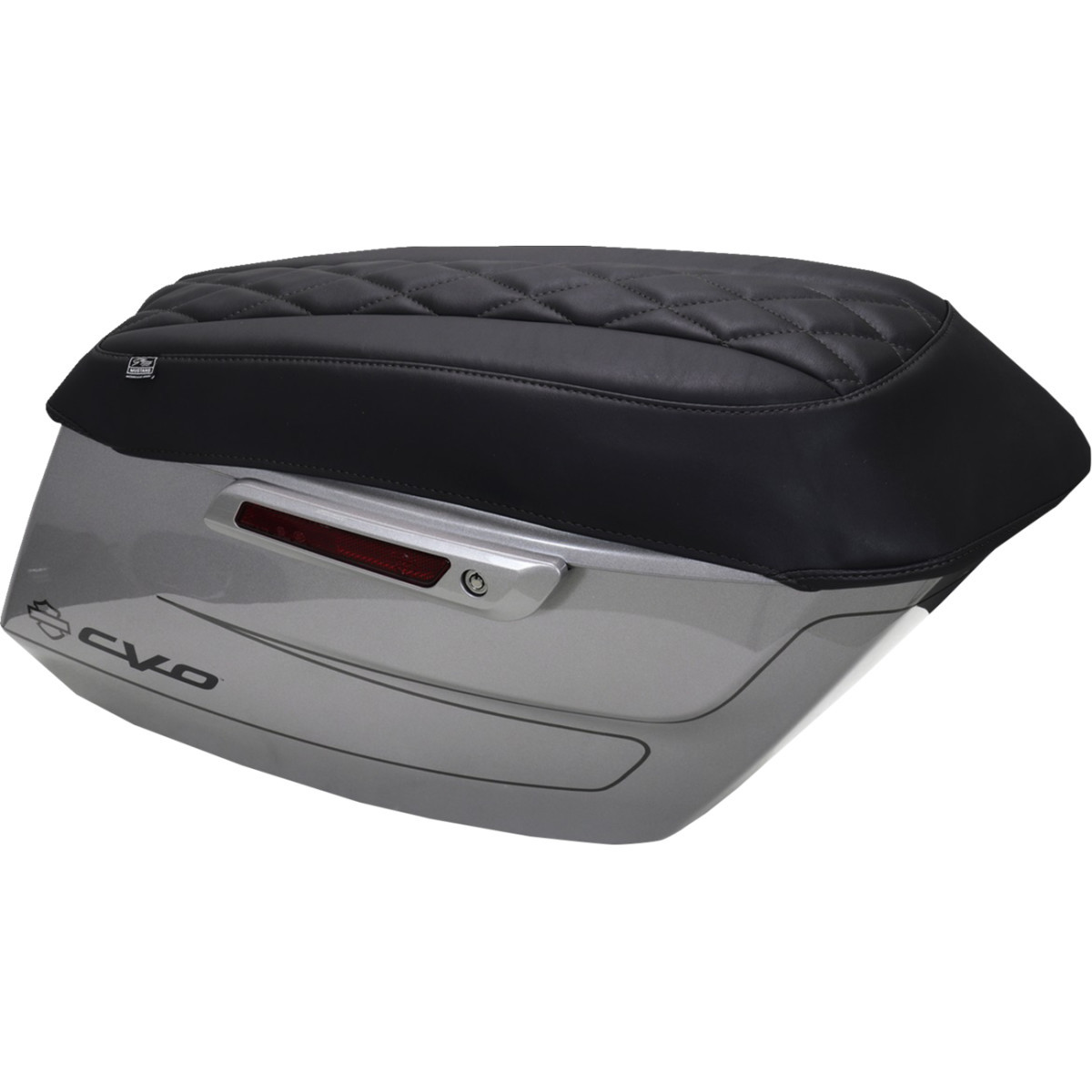 Mustang #88470 - Deluxe Diamond Saddlebag Lid Cover - Black w/ Black Stitch - FLH/FLT '23-'25