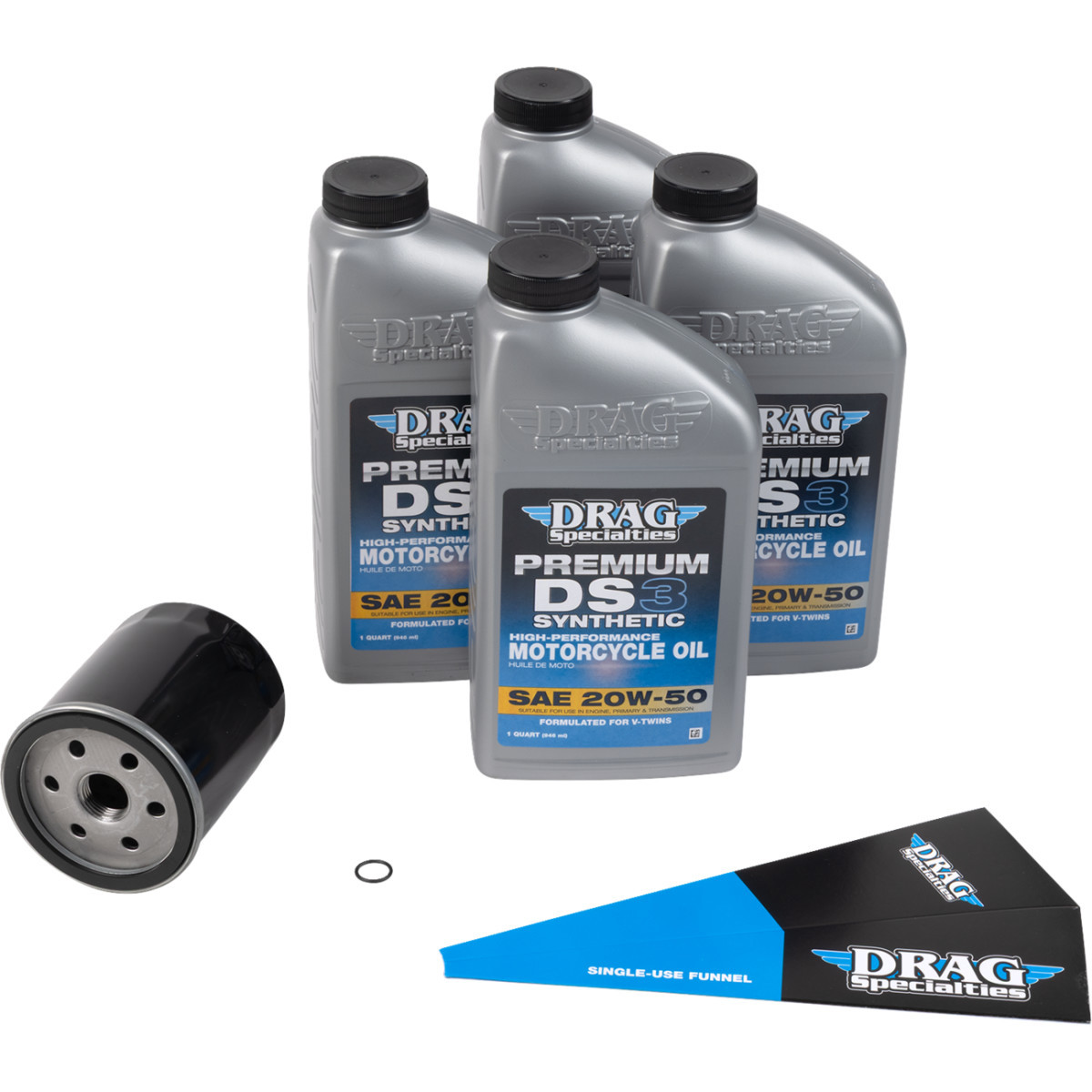 Drag Specialties OIL - Full Synthetic Oil Change Kit - 20W50 - EVO/XL - Black Filter
