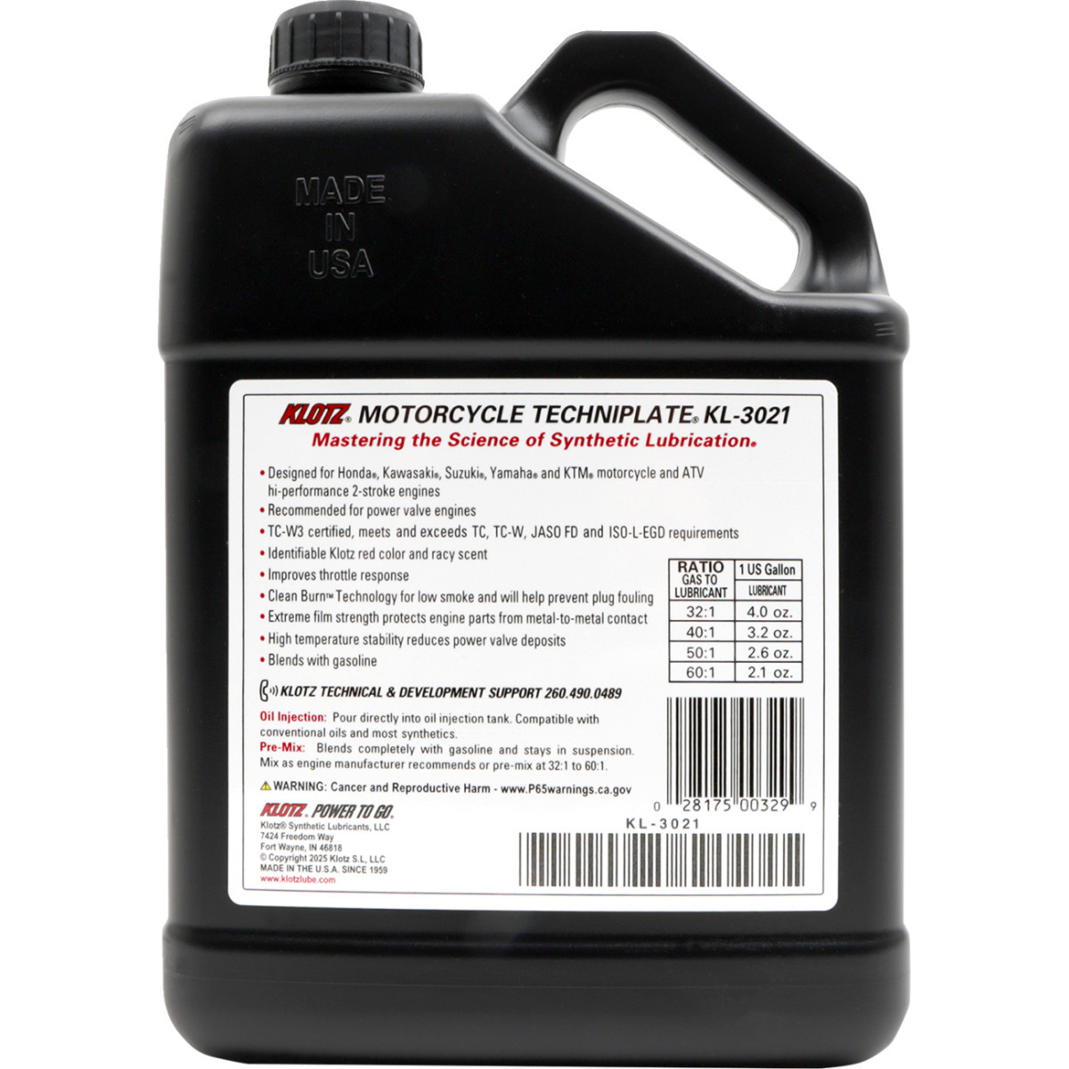 Klotz OIL #KL-3021 - TC-W 3® 2-Stroke Engine Oil - 1 US gallon