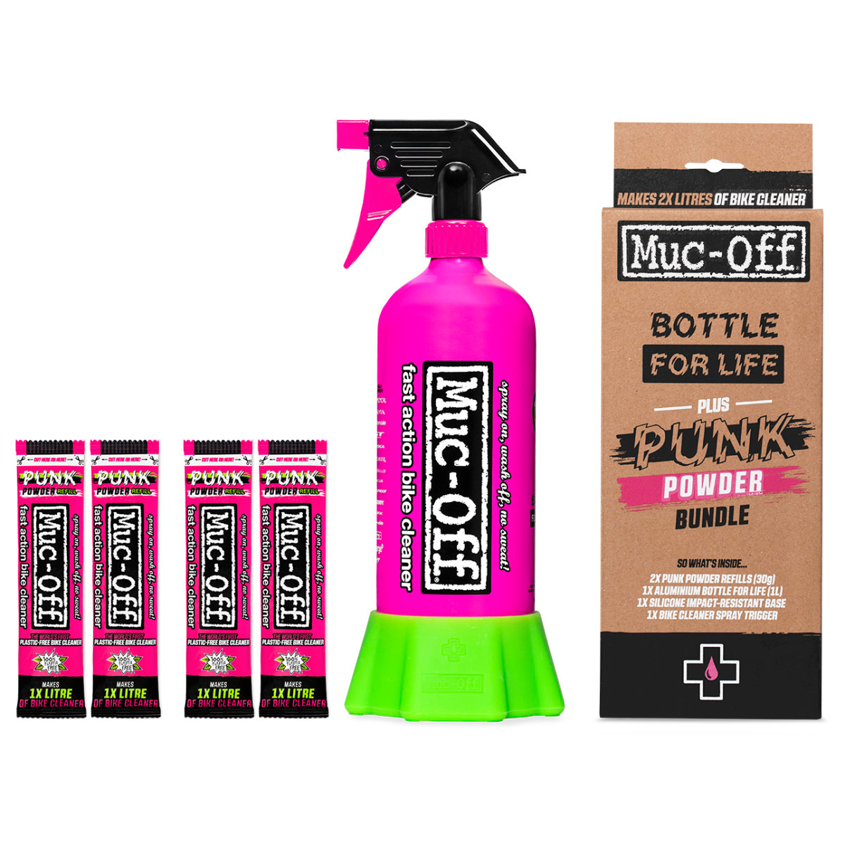 Muc-off USA #20609 - Punk Powder Concentrated Cleaner - 4 Pack with Bottle