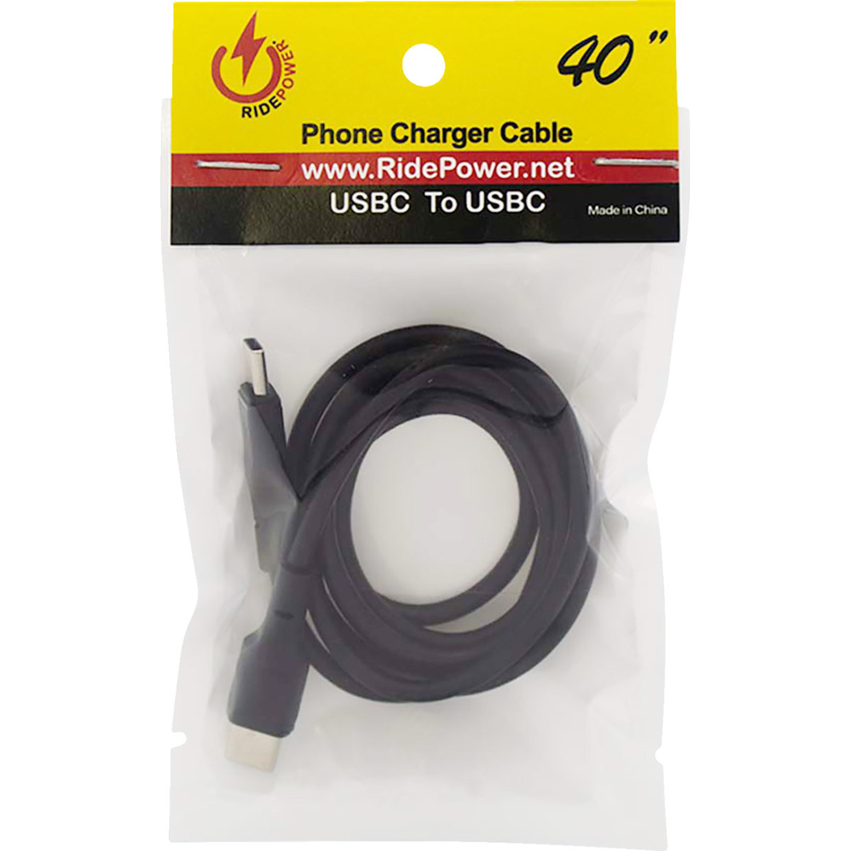 Ridepower #RPUSBCUSBC40 - Male USB-C to Male USB-C Cable - Phone - Charger - 40" - Black