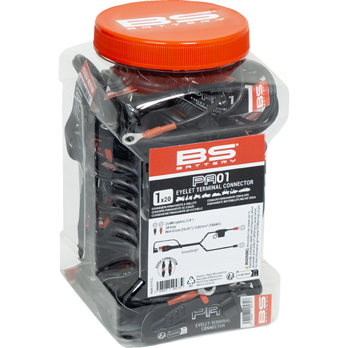 BS Battery #700573 - Eyelet Connector - Battery - Wire Terminal - Black/Red - 20 Pack