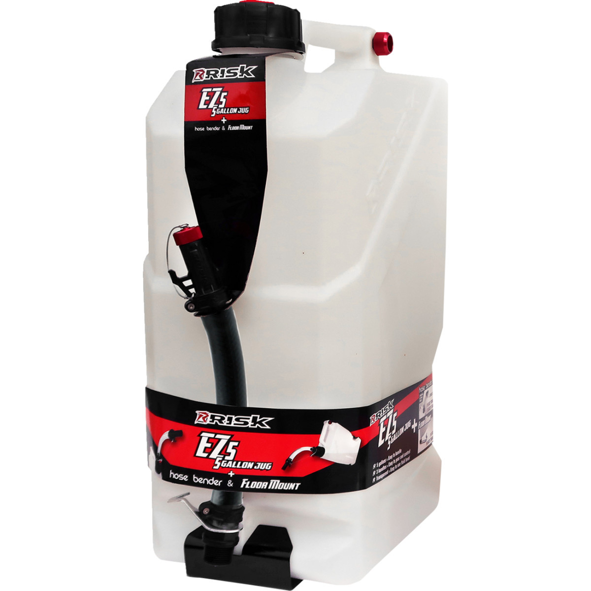 Risk Racing #14210 - EZ Utility Jug - w/"Black Edition" Premium Hose Bender/Floor Mount - 5 gal
