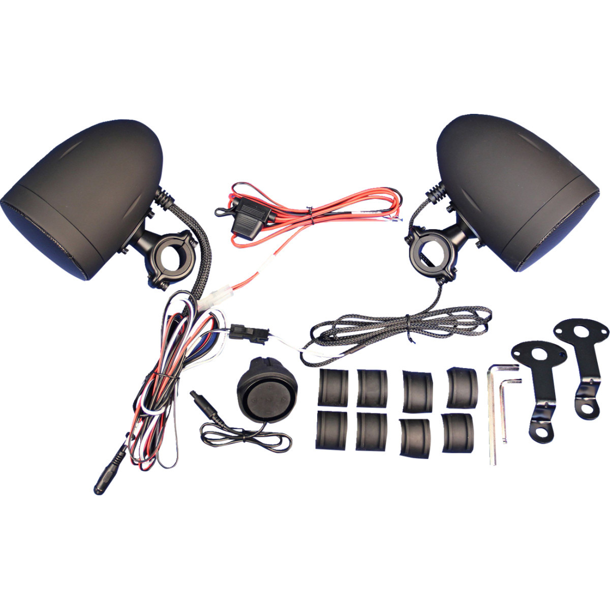 J & M #MHAS-BLU3B - Amplified Speaker Kit - Handlebar - Black - Universal