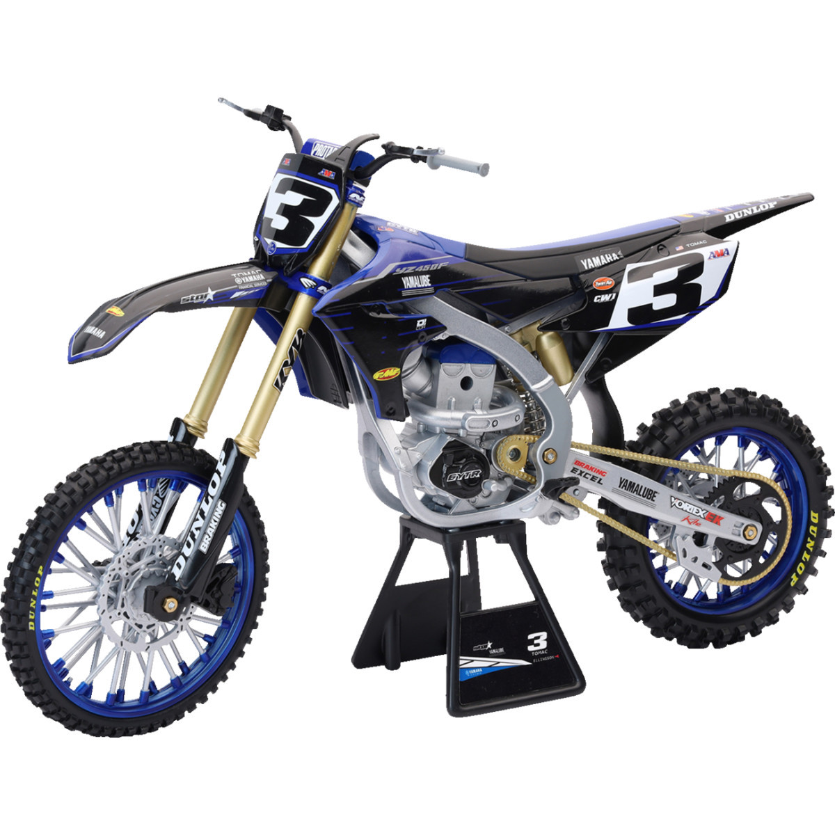 NEW RAY Toys #49713 - Yamaha Factory Race Team Bike - Eli Tomac - 1:6 Scale - Black/Blue