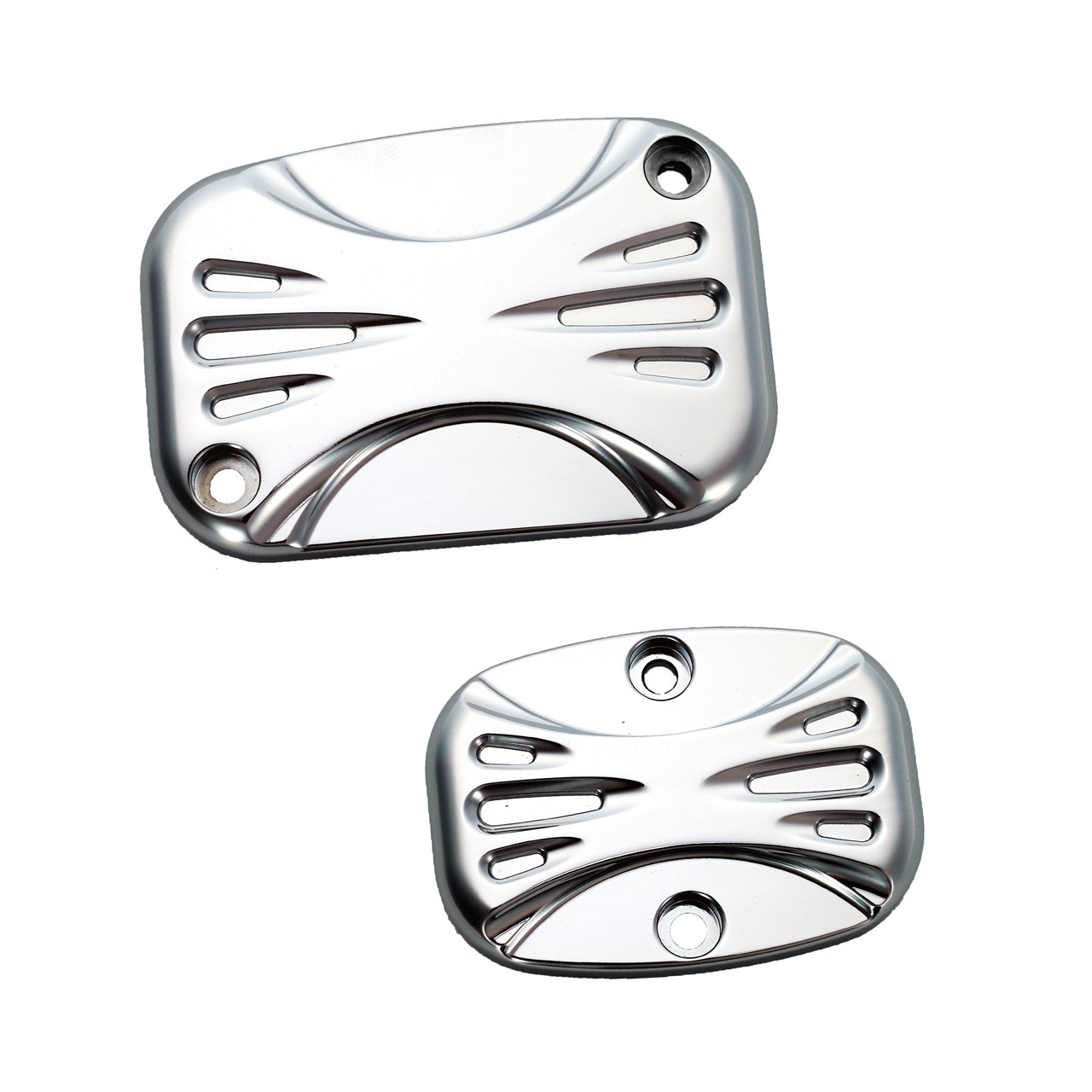 Arlen Ness #91-217 - Deep Cut Master Cylinder Cover Set, Chrome - 21-up FLT