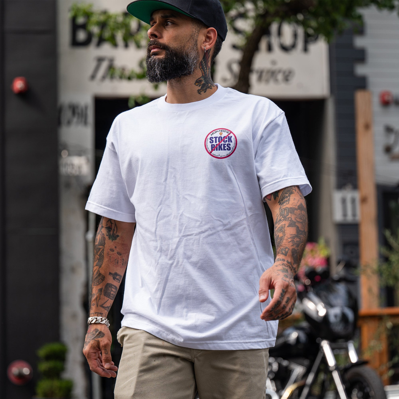 Arlen Ness #900-015-M - No Stock Bikes T-Shirt, White - Medium