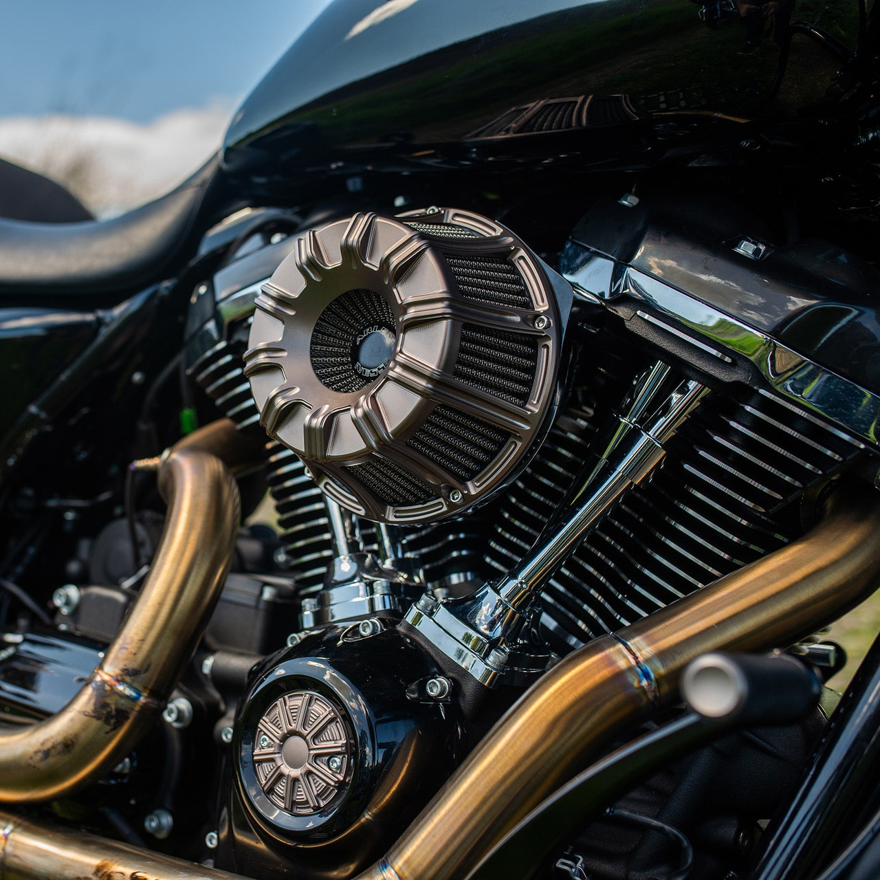 Arlen Ness #600-014 - 10-Gauge® Inverted Series Air Cleaner, Titanium - 00-17 Twin Cam (Exc. FBW & 99-01 FI FLT)