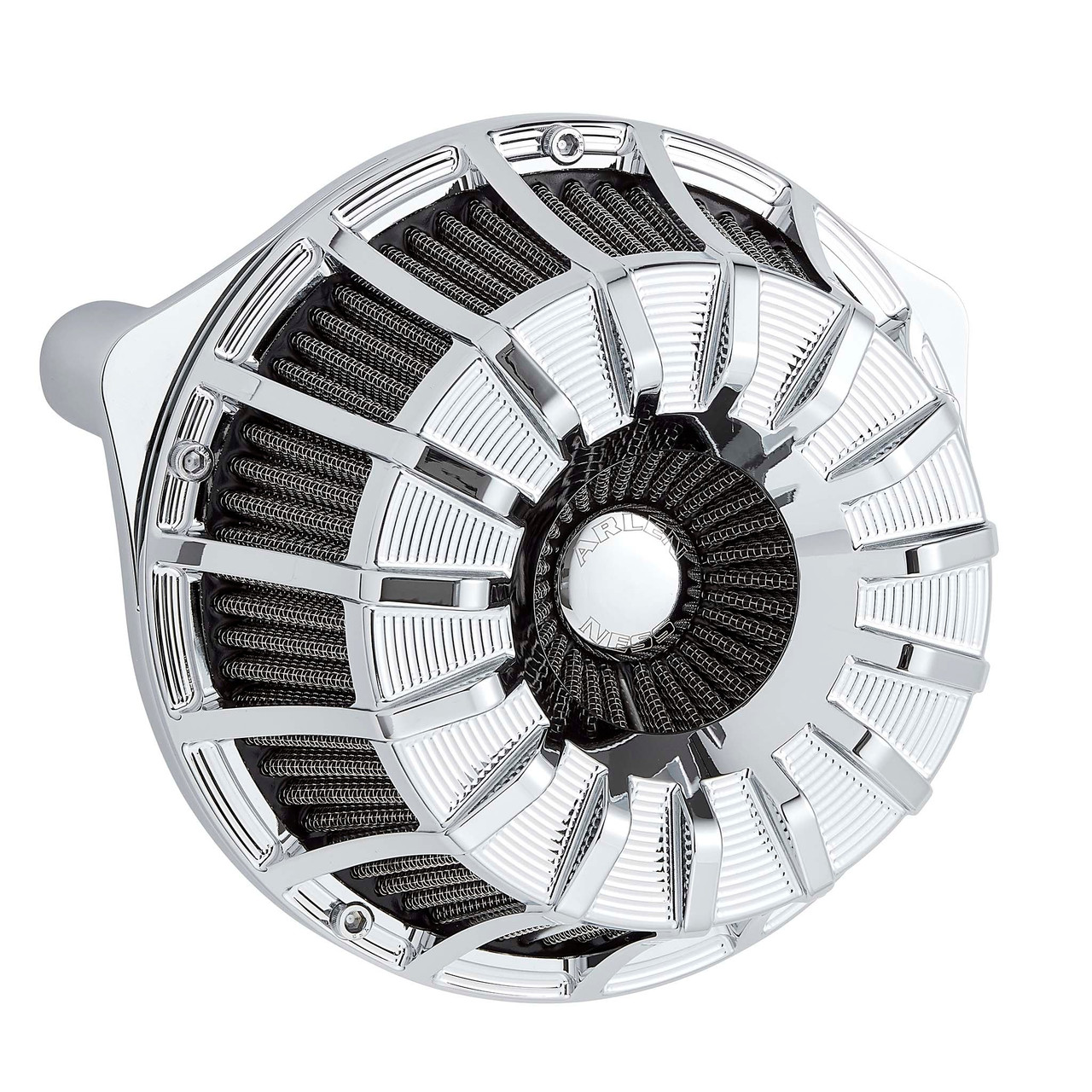 Arlen Ness #600-141 - 15-Spoke Inverted Series Air Cleaner, Chrome - 22-up RH975 models