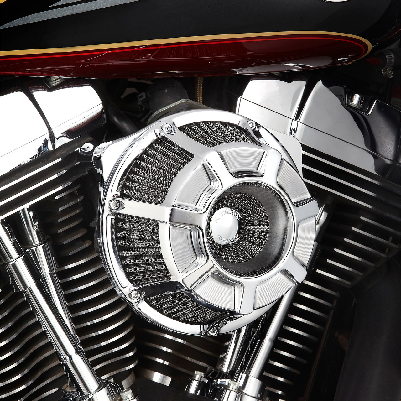 Arlen Ness #600-135 - Beveled® Inverted Series Air Cleaner, Chrome - 22-up RH975 models