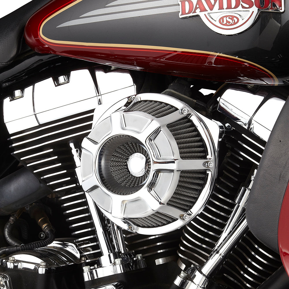 Arlen Ness #600-135 - Beveled® Inverted Series Air Cleaner, Chrome - 22-up RH975 models