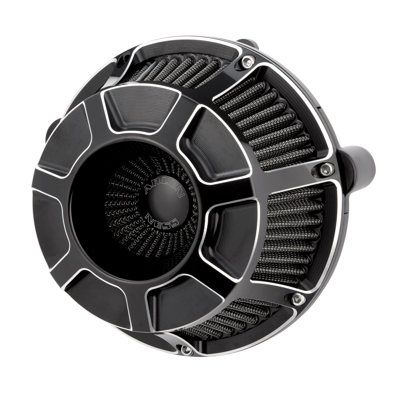 Arlen Ness #600-134 - Beveled® Inverted Series Air Cleaner, Black - 22-up RH975 models