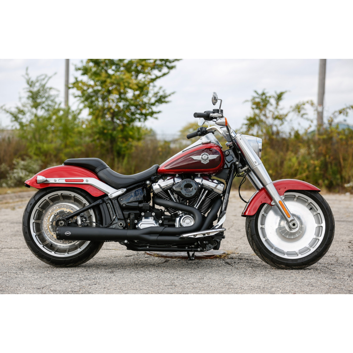 S&S Cycle #550-0857 - 2:1 Exhaust for M8 Softail - Black