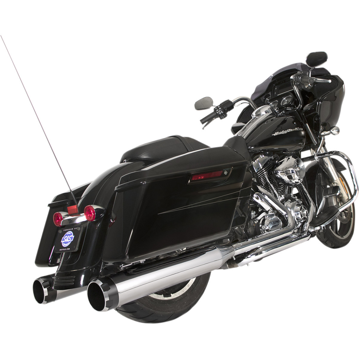 S&S Cycle #550-0677B - El Dorado Dual Exhaust System - Chrome - Black Thruster