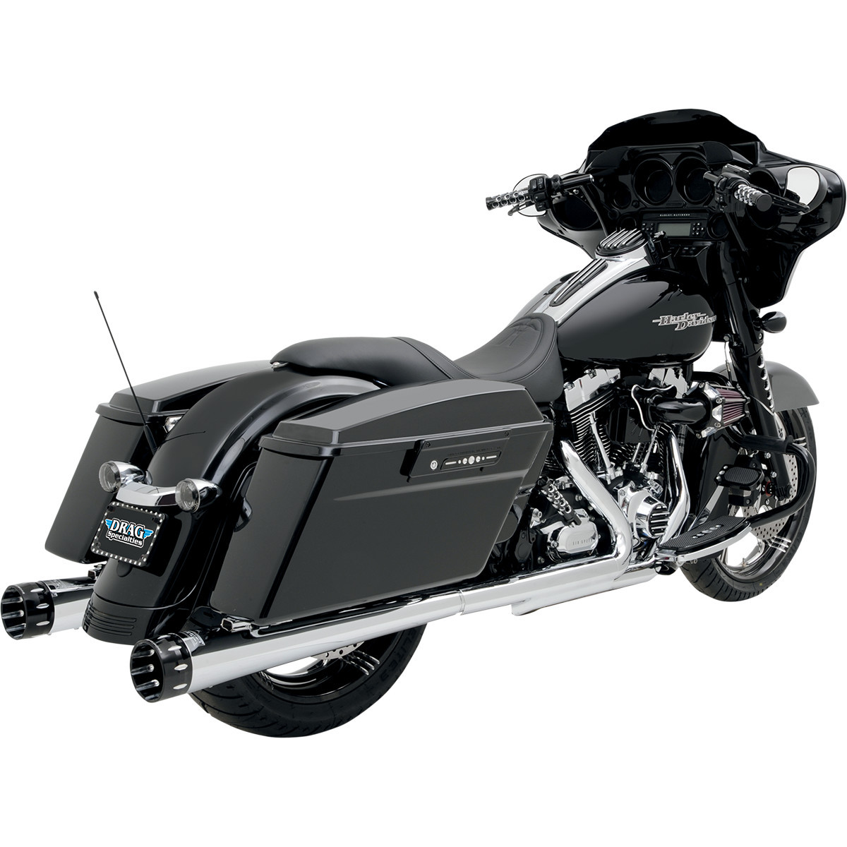 Bassani Xhaust #FLH-517L - Megaphone Slip-On Mufflers - Chrome/Polished - Tapered - Performance Baffle